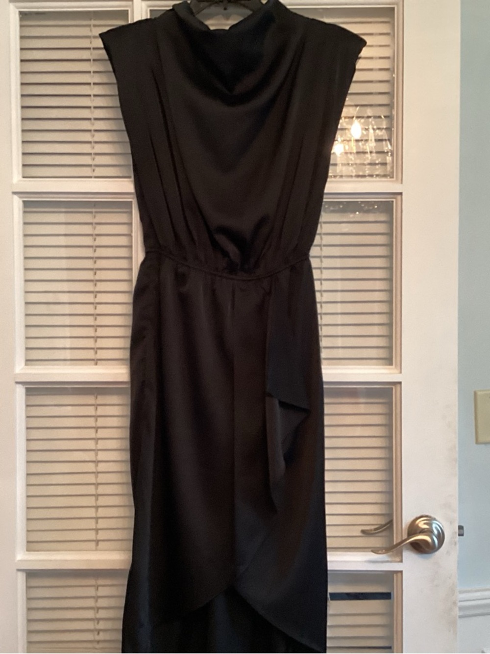 entro Black Sleeveless Midi Dress with Draped Detail